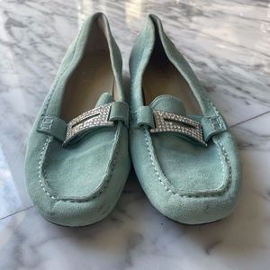 Franco Sarto Blue Suede Loafers